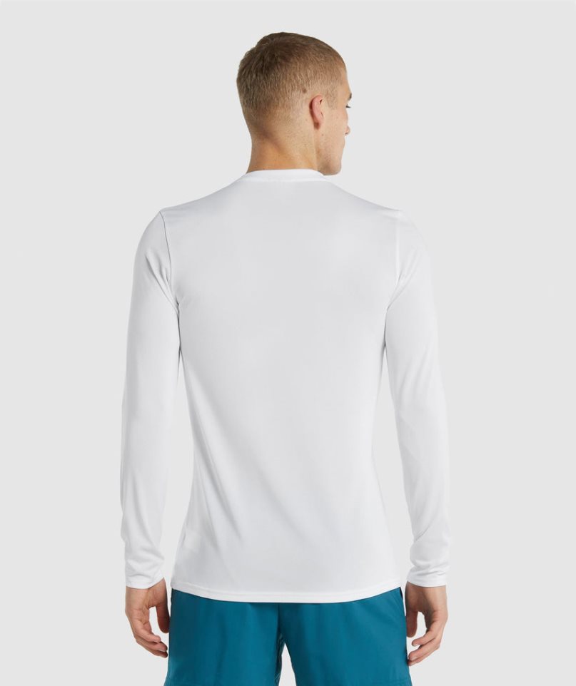 Men's Gymshark Arrival Long Sleeve T-Shirts White | CA N83615